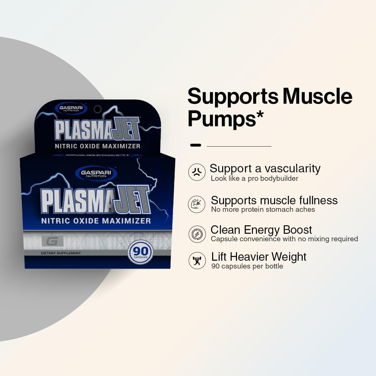 Gaspari Nutrition PlasmaJet, Supports Weight Management, N.O. Nitric Oxide Maximizer, Increased Lean Mass and Strength
