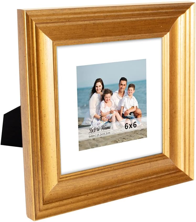 LaVie Home 8x8 Picture Frames (1 Pack, Gold) Square Photo Frame Set with High Definition Glass for Wall Mount & Table Top Display