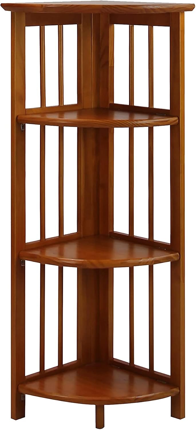 Casual Home 3-Shelf Folding Stackable Bookcase (27.5" Wide)-Walnut
