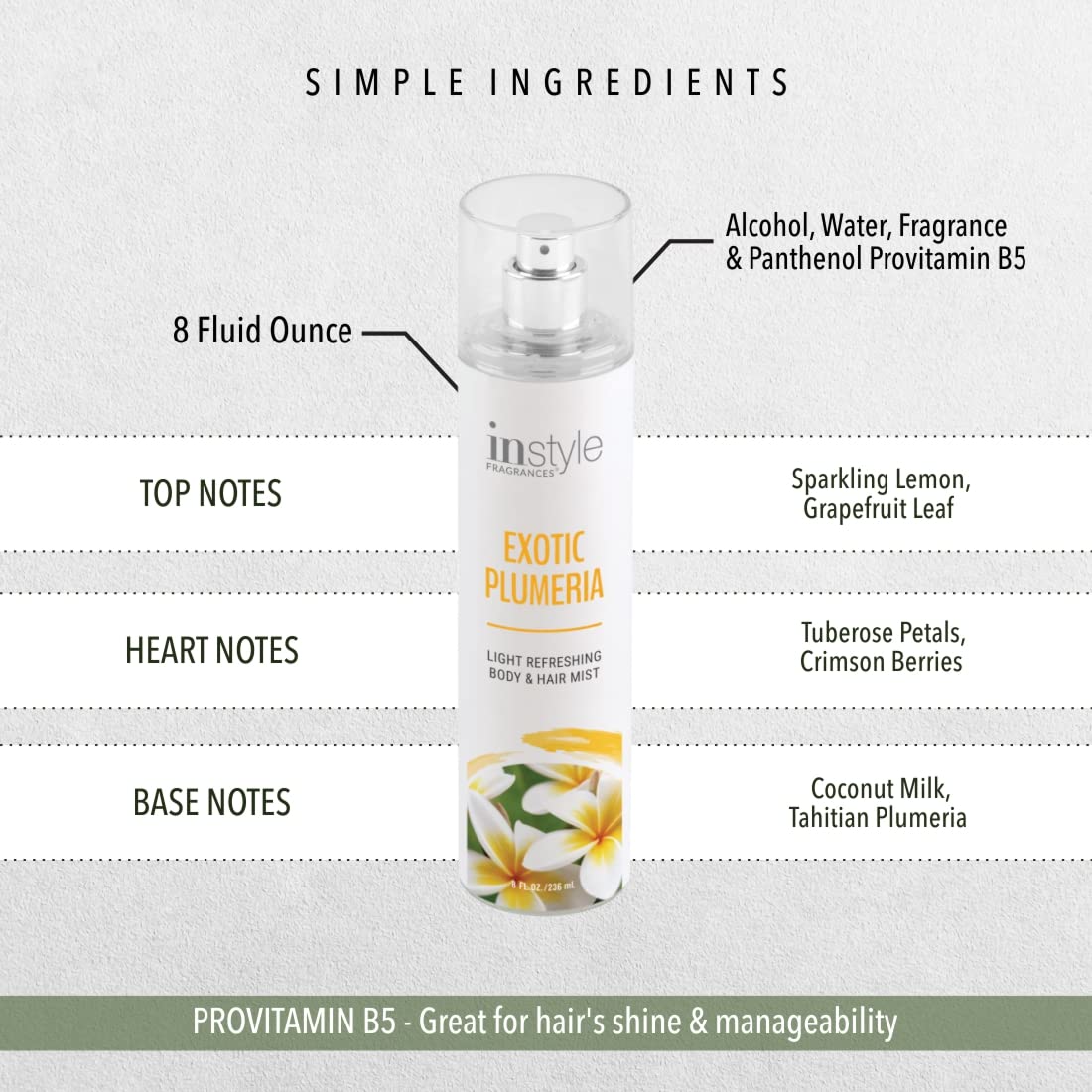 Instyle Fragrances Light Refreshing Body & Hair Mist, Tahitian Vanilla