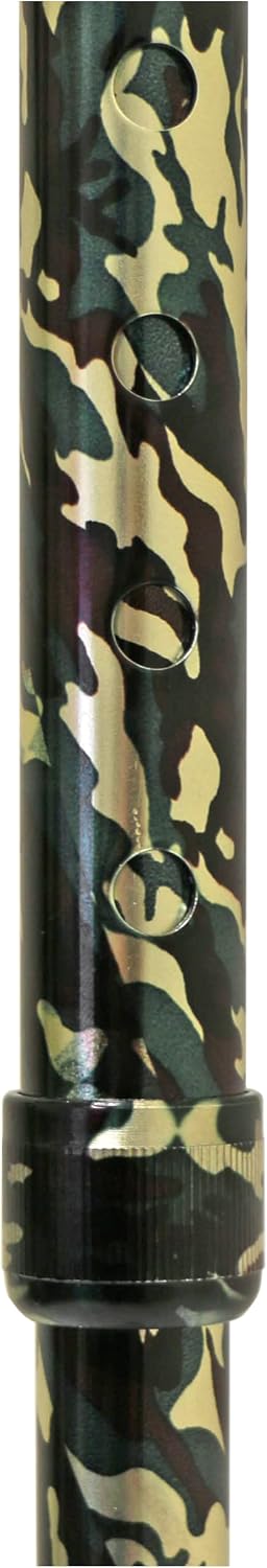 PCP Adjustable Cane, Offset Handle, Foam Grip, Wrist Strap, Lightweight Aluminum, Hunter Camouflage Pattern
