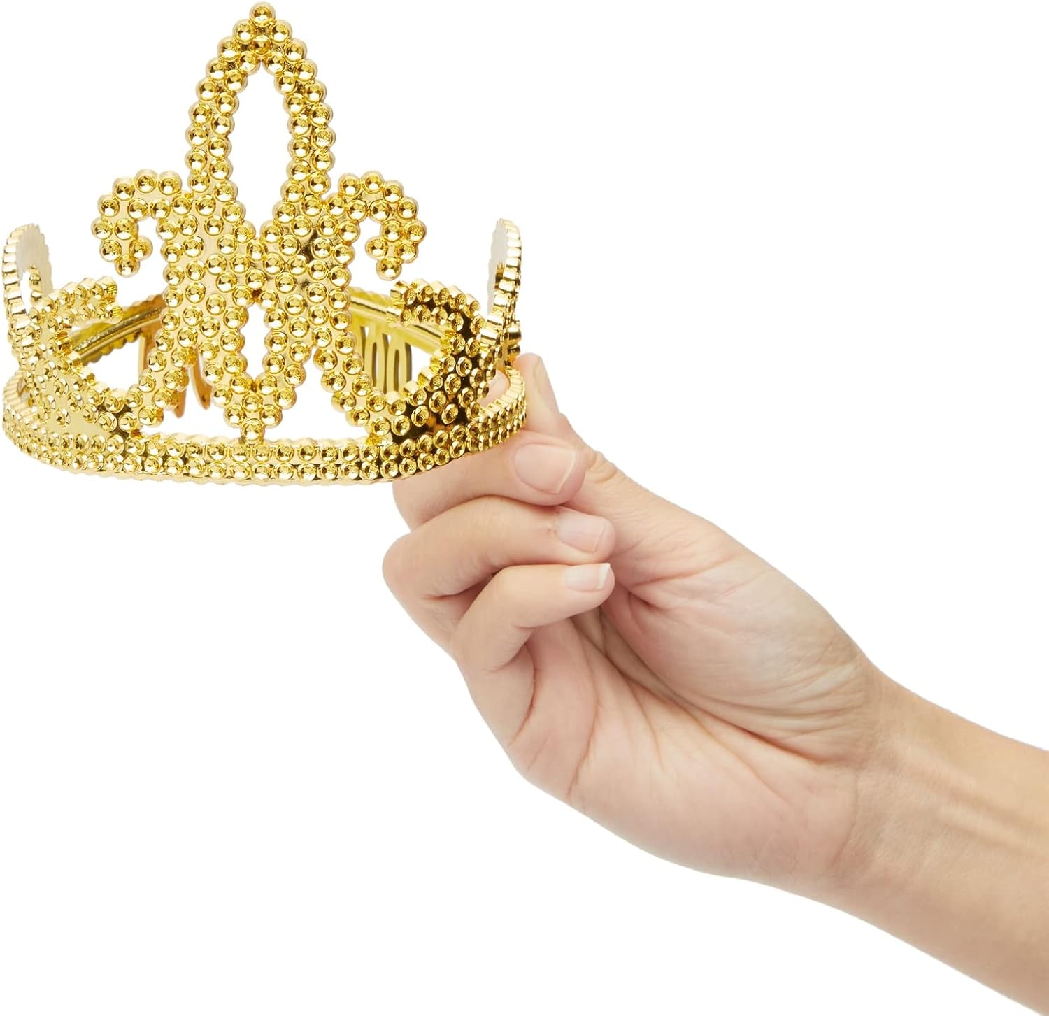 BLUE PANDA 4-Pieces King and Queen Crowns Set - Gold Crowns and Tiara for Royal Theme Birthday Party Costume Accessories and Photo Booth Props