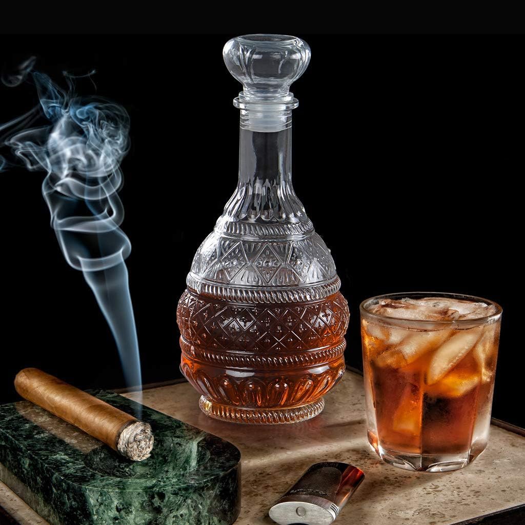 MDLUU Liquor Decanter, Glass Spirits Decanter with Airtight Stopper, Whiskey Vodka Bourbon Decanter Bottle for Gift, Home, Bar, Party Decor