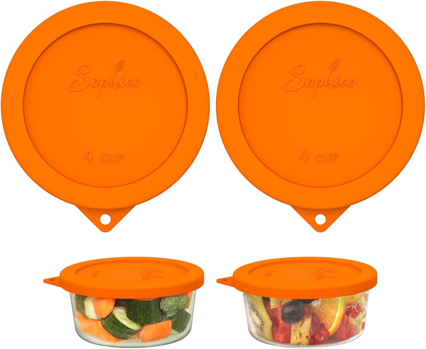 SOPHICO 4 Cup Silicone Lids Replacement for Pyrex & Anchor Hocking 7201-PC