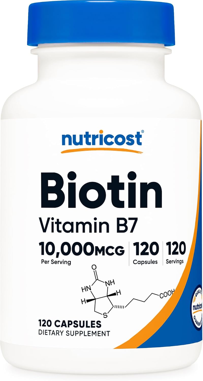 Nutricost Biotin (Vitamin B7) 10,000mcg (10mg), 240 Capsules, Quick Release | Vegetarian, Gluten Free, GMO-Free