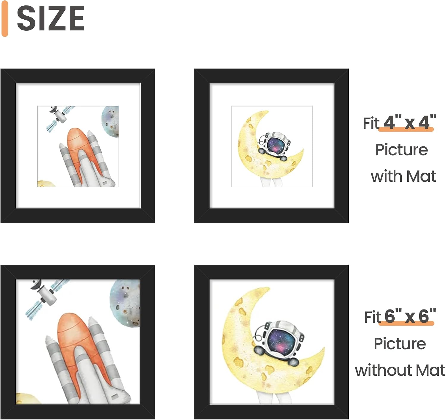 upsimples 12x12 Picture Frame, Gallery Glass Poster Frames Set of 3, Black