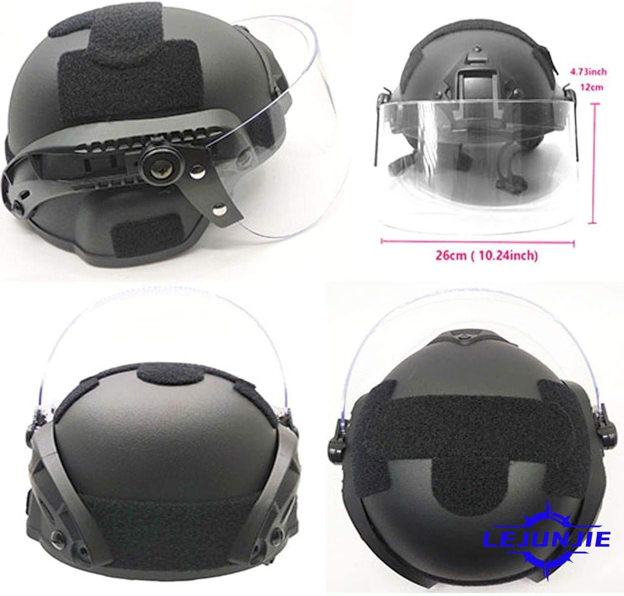 Tactical MICH 2000 Fast Helmet with Clear Riot Visor Face Shield Sliding Goggles for Airsoft Paintball CS War Games Outdoor Sports.