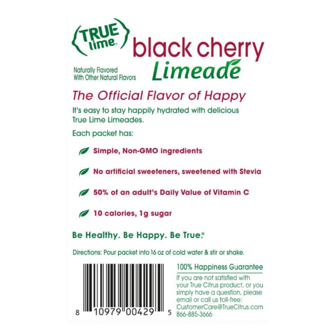 TRUE LIME Black Cherry Limeade Drink Mix (10 Packets) | Made from Real Limes | No Preservatives, No Artificial Sweeteners