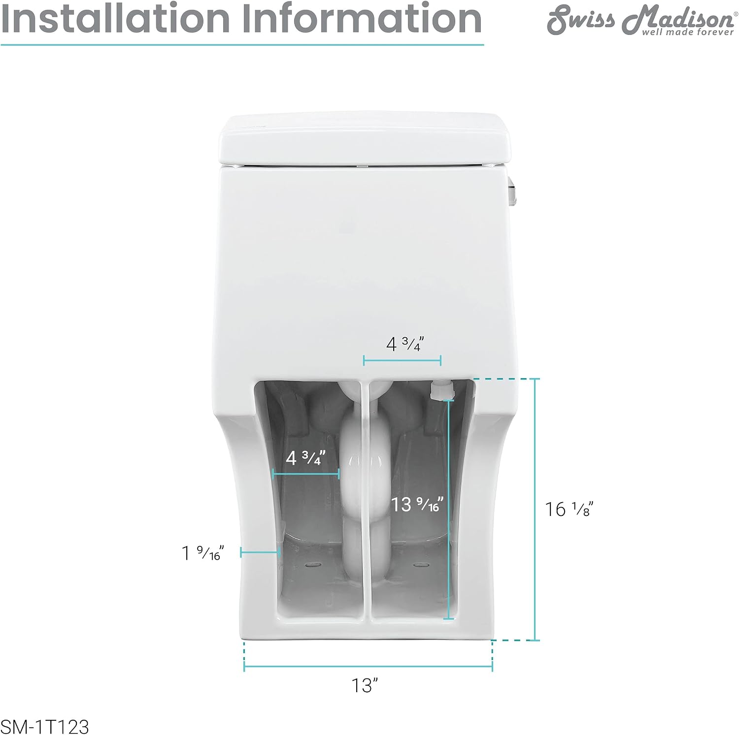 Swiss Madison SM-1T123 Virage One Piece Toilet, Modern Toilets For Bathrooms, ADA Toilet, Elongated Left Side Flush Handle Toilet 1.28 GPF