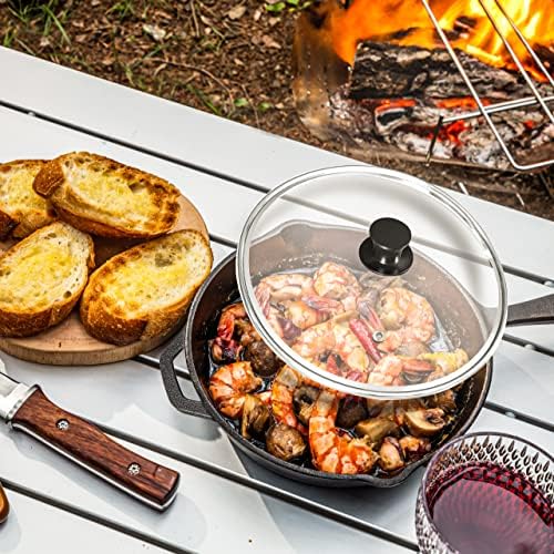 Utopia Kitchen Cast Iron Skillet 12 Inch with Lid Chefs Frying Pan Black | Chefs Pan, Pre Seasoned Skiller, Indoor and Outdoor Use, Grill Safe Cookware, Even Heat Distribution, Durable
