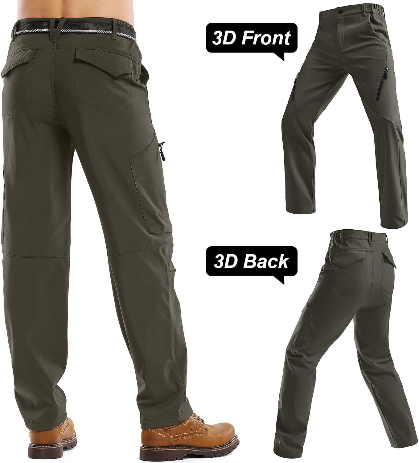 Men's Waterproof Pants Fleece Lined Insulated Winter Hiking Ski Snow Pants
