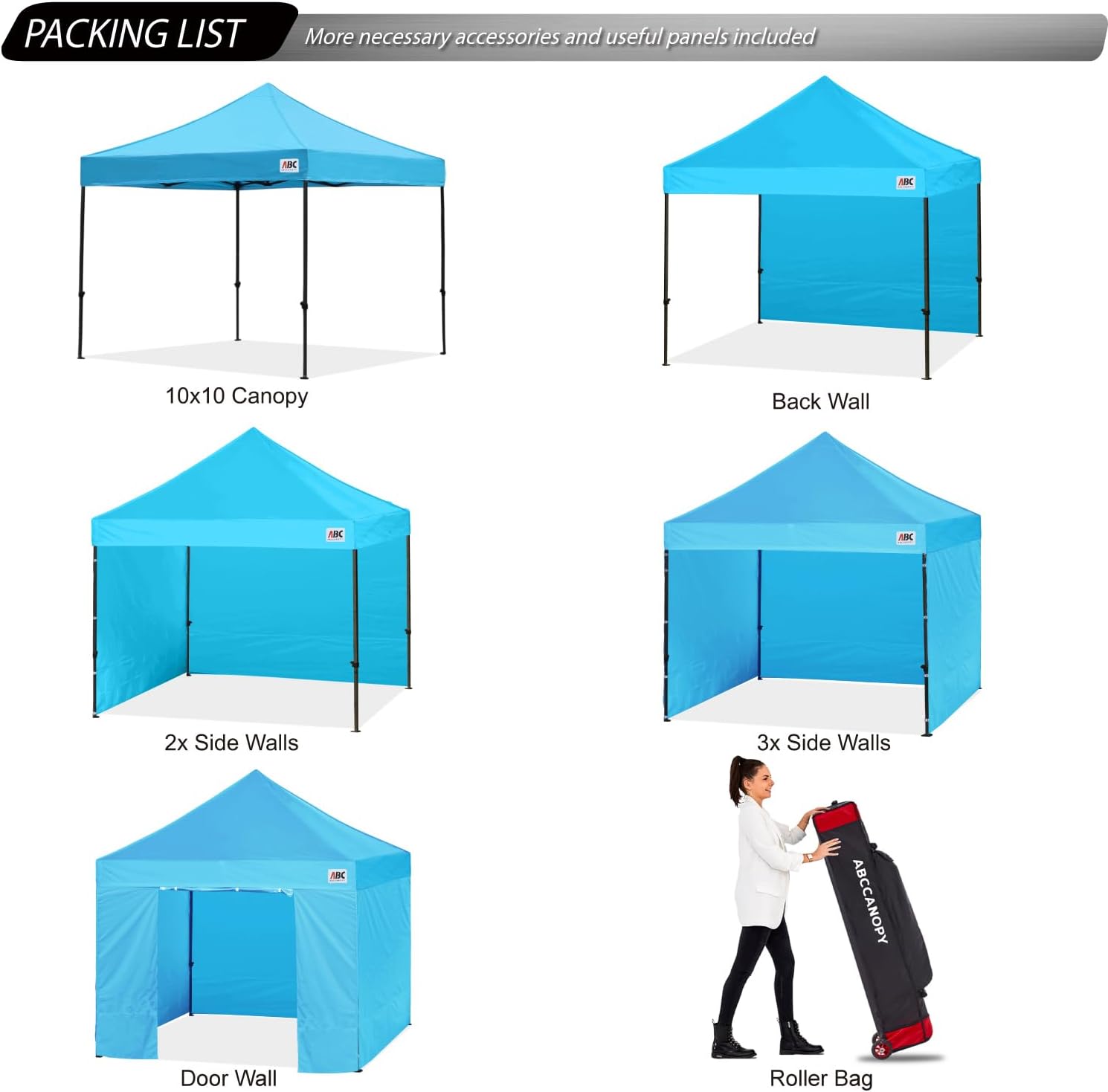 ABCCANOPY Heavy Duty Easy Pop up Canopy Tent with Sidewalls 10x20, Turquoise