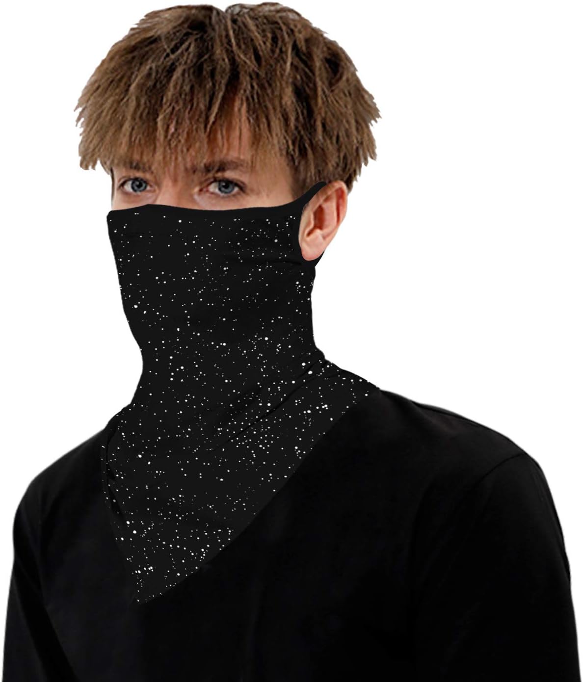 YAYOUREL Neck Gaiter Face Mask Bandanas for Men Women UV Face Scarf Cover Ear Loop Hole Facemask for Fishing Running Cycling