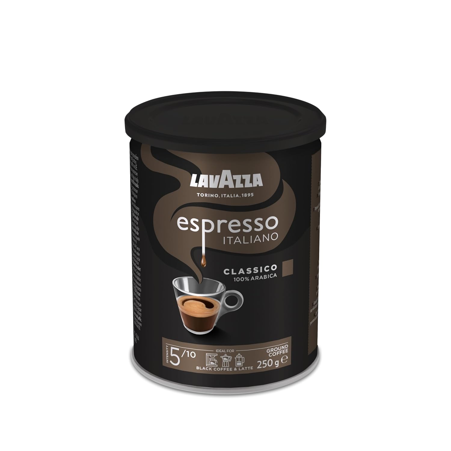 Lavazza Espresso Ground Coffee, Medium Roast, 100% Arabica, 8 oz Tin (Pack of 4)