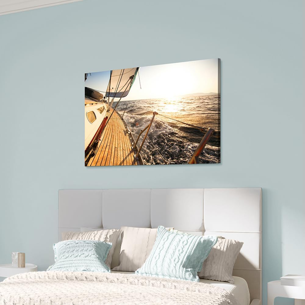 Hardy Gallery Ocean Wave Canvas Wall Art Coastal Decor 16x11 Inch