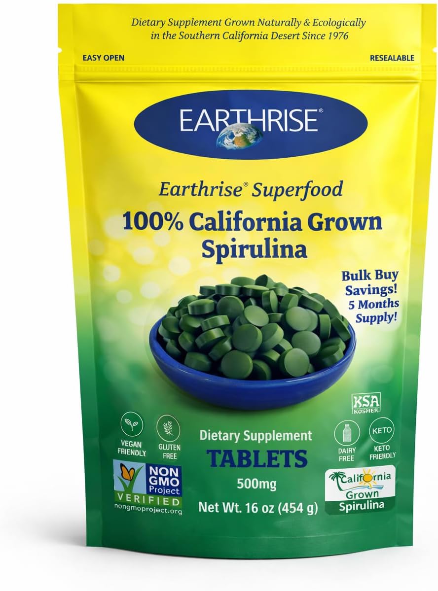Earthrise Superfood California Spirulina 500mg Tablets, 1 LB