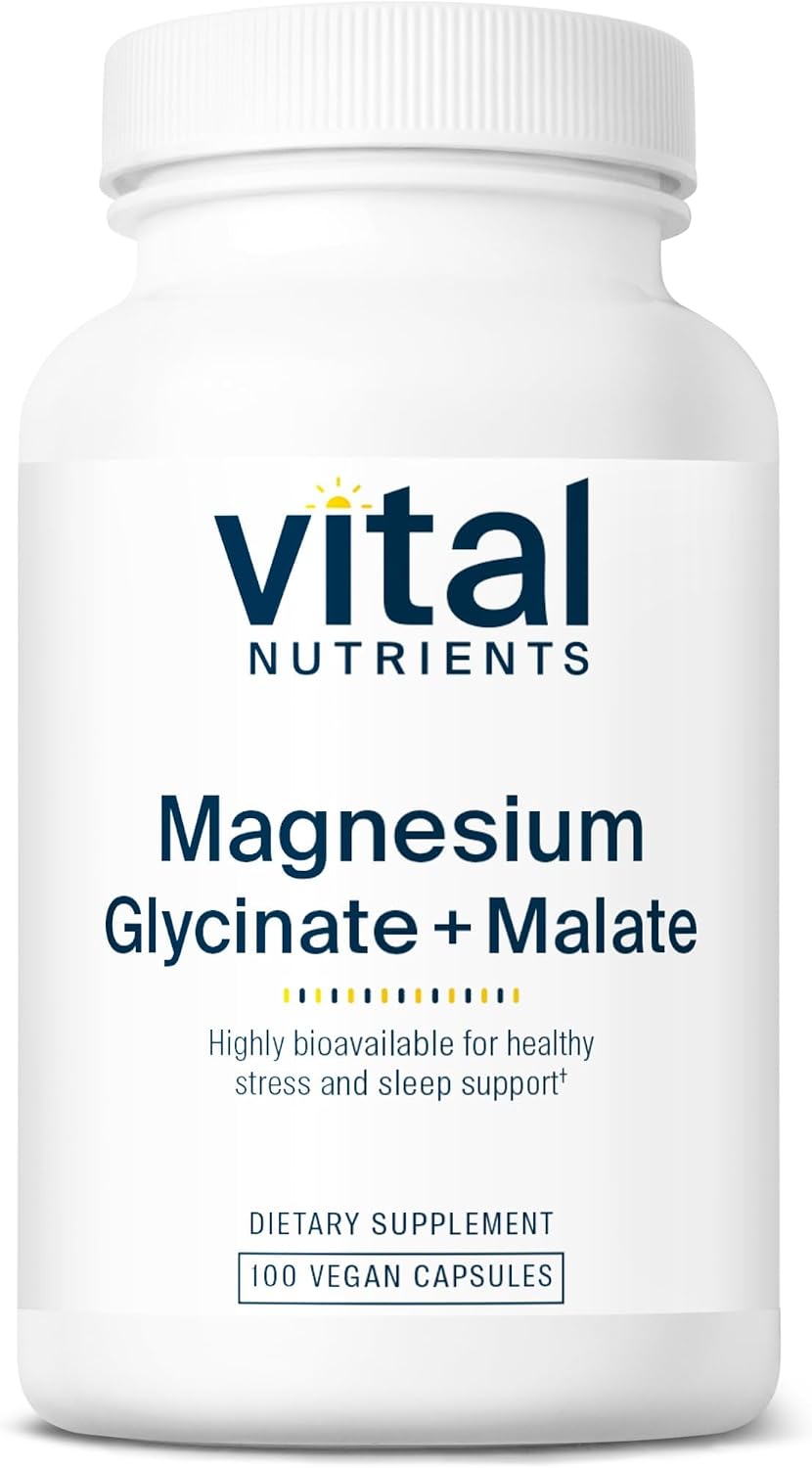Vital Nutrients Magnesium Glycinate + Malate - 120mg Vegan Magnesium Supplement for Women and Men - Muscle, Heart, Bone Support* - Promotes Relaxation - Gluten, Dairy and Soy Free - 100 Capsules