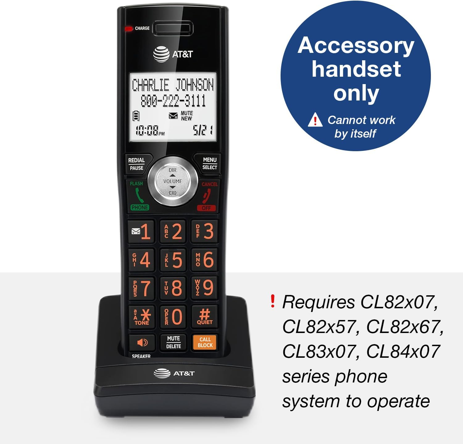 AT&T DECT 6.0 Expandable Cordless Phone with Answering System, Silver/Black with 3 Handsets