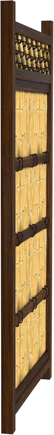 Red Lantern 4 x 1.5 ft. Japanese Bamboo Kumo Fence Panel, 4ft. x 2ft, Brown