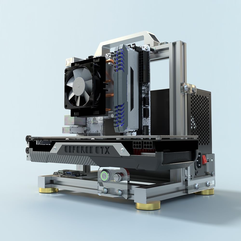 DIY Open Frame PC Chassis, Aluminum Computer Case, Supports ITX Motherboard, Excellent Cooling, Type-C Support