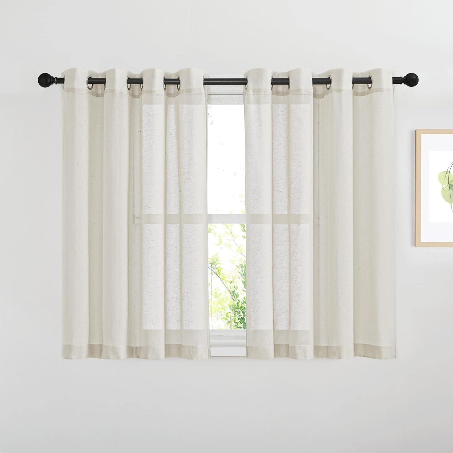 NICETOWN Linen Curtains Semi Sheer Bedroom Window Curtains