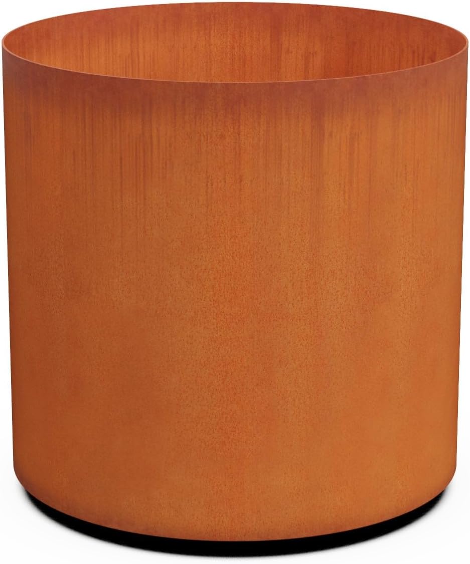Plantercraft Large Round Planters for Outdoor Plants - 24 Inch Corten Steel Planter for Patio
