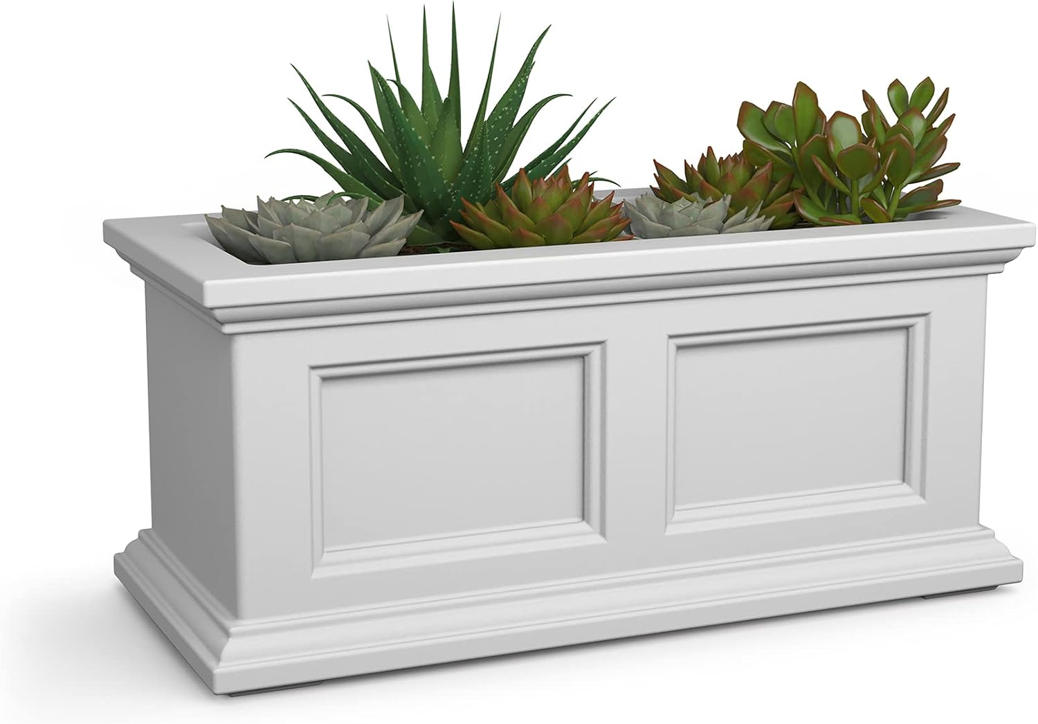 Mayne Fairfield 48in Self-Watering Rectangular Window Box Planter, Black | Self-watering, All season, Fade resistant, Mounting brackets included, Built-in overflow, 15-year warranty