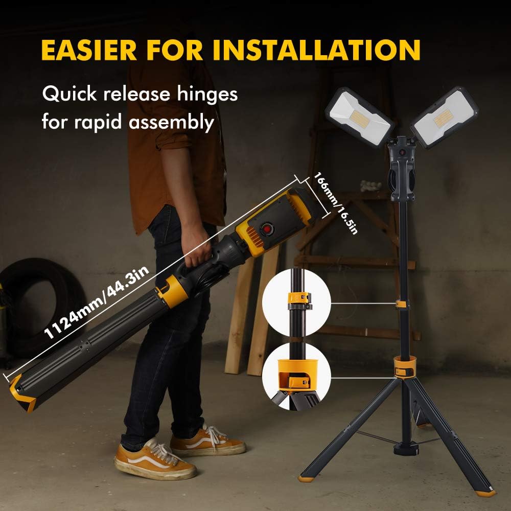 LUTEC Upgraded 5000K 15000 LM 105 W LED Work Light with Telescoping Tripod