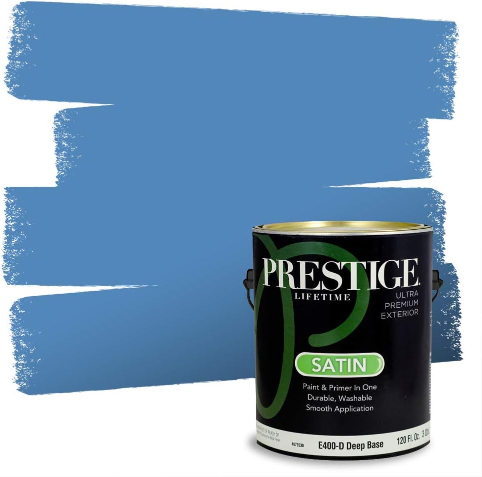 PRESTIGE Paints Exterior Paint and Primer In One, 1-Gallon, Satin, Comparable Match of Sherwin Williams* Blueblood*