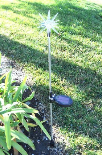 Set of 2 Starburst Solar Powered Garden Yard Stake Color Change Light For Yard Stake