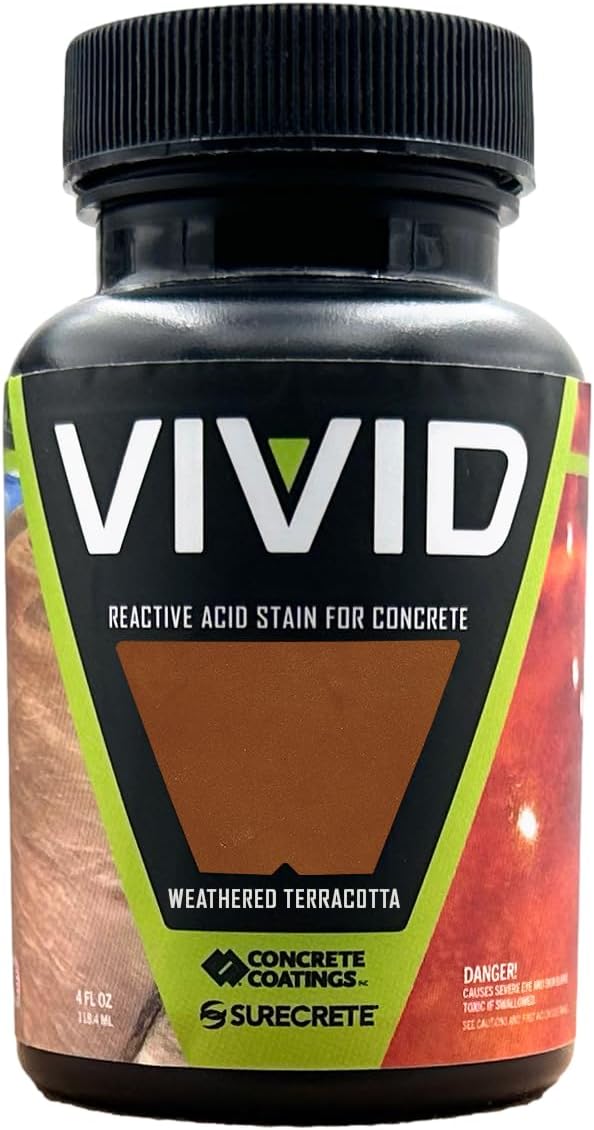 CC Concrete Coatings Vivid Acid Stain for Concrete | Weathered Terracotta | 4 oz Tester