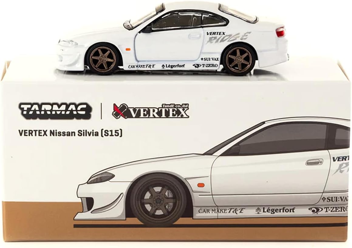 1:64 Scale Diecast Model Car Compatible with Nissan Silvia (S15) Vertex White Metallic Lamley Special Edition Global64 Series Limited Edition by