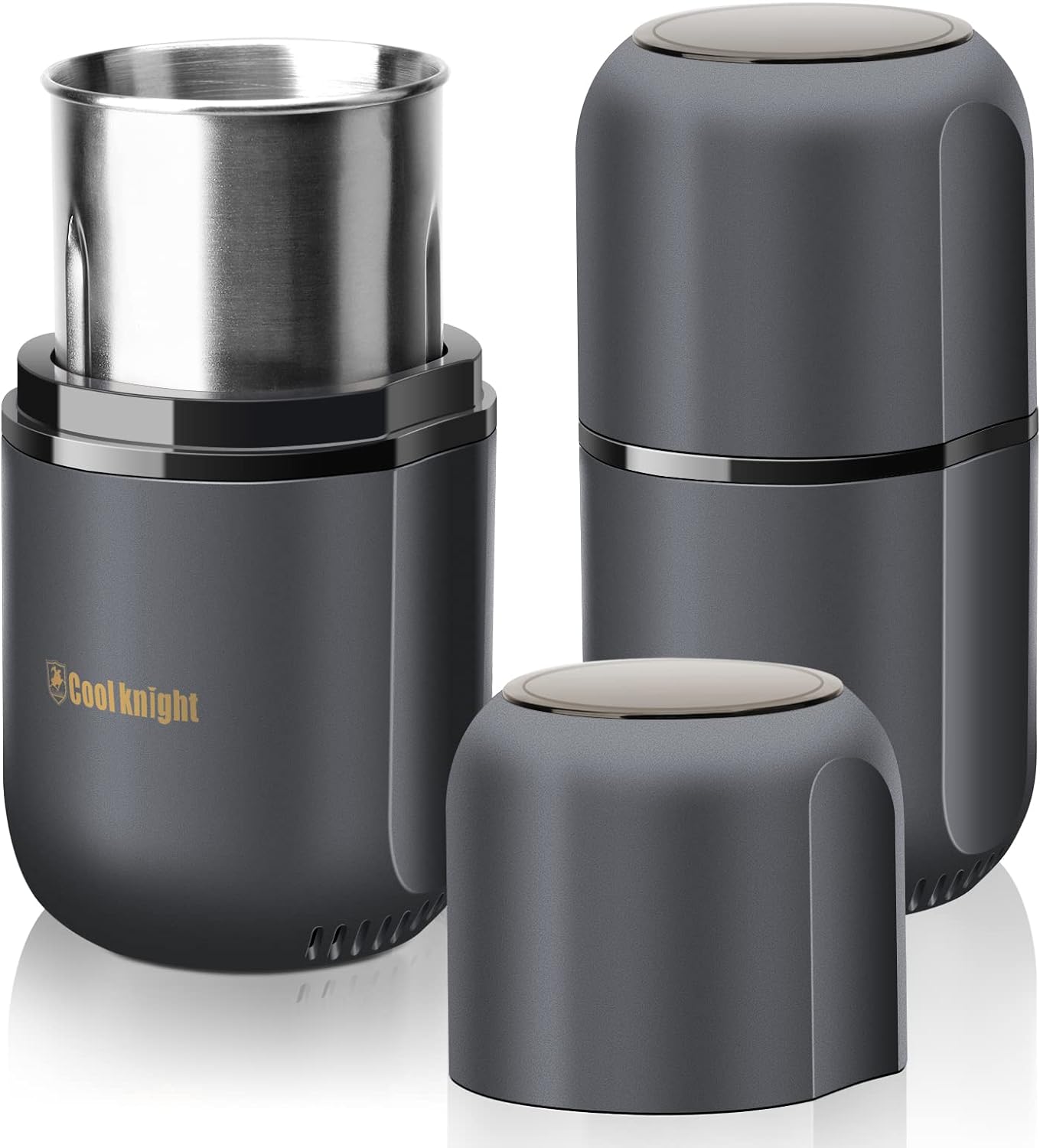 COOL KNIGHT Herb Grinder [large capacity/fast/Electric ]-Spice Herb Coffee Grinder with Pollen Catcher/- 7.5" (Black)
