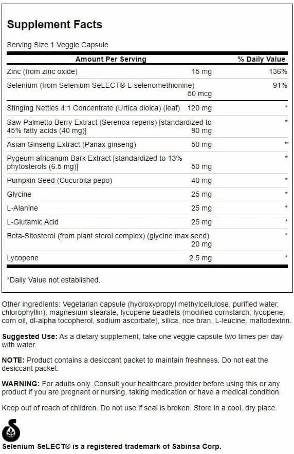 Swanson Prostate Essentials Plus Herbal Supplement for Men Over 40 Seeking Urinary and Prostate Health (180 Veggie Capsules)
