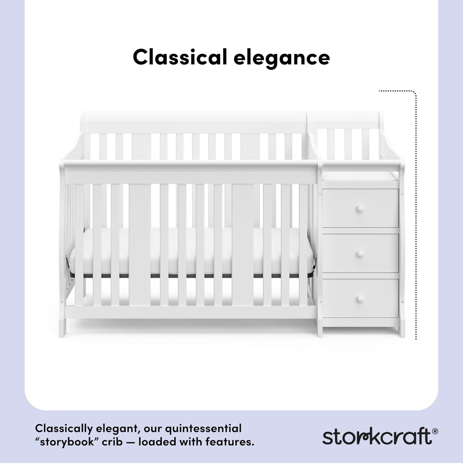 Storkcraft Portofino 5-in-1 Convertible Crib and Changer, Pebble Gray