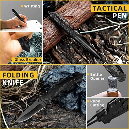 Survival Kit 14 in 1, Gifts for Men Dad Husband, Emergency Survival Gear and Equipment, Anniversary Birthday Gifts for Him Boyfriend, Hunting Fishing Camping Accessories