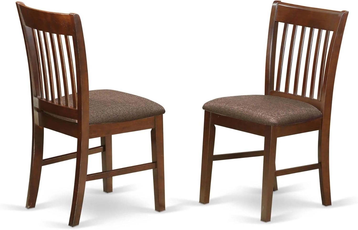 East West Furniture NFC-MAH-W Norfolk Dining Room Chairs - Slat Back Solid Wood Seat Chairs, Set of 2, Mahogany