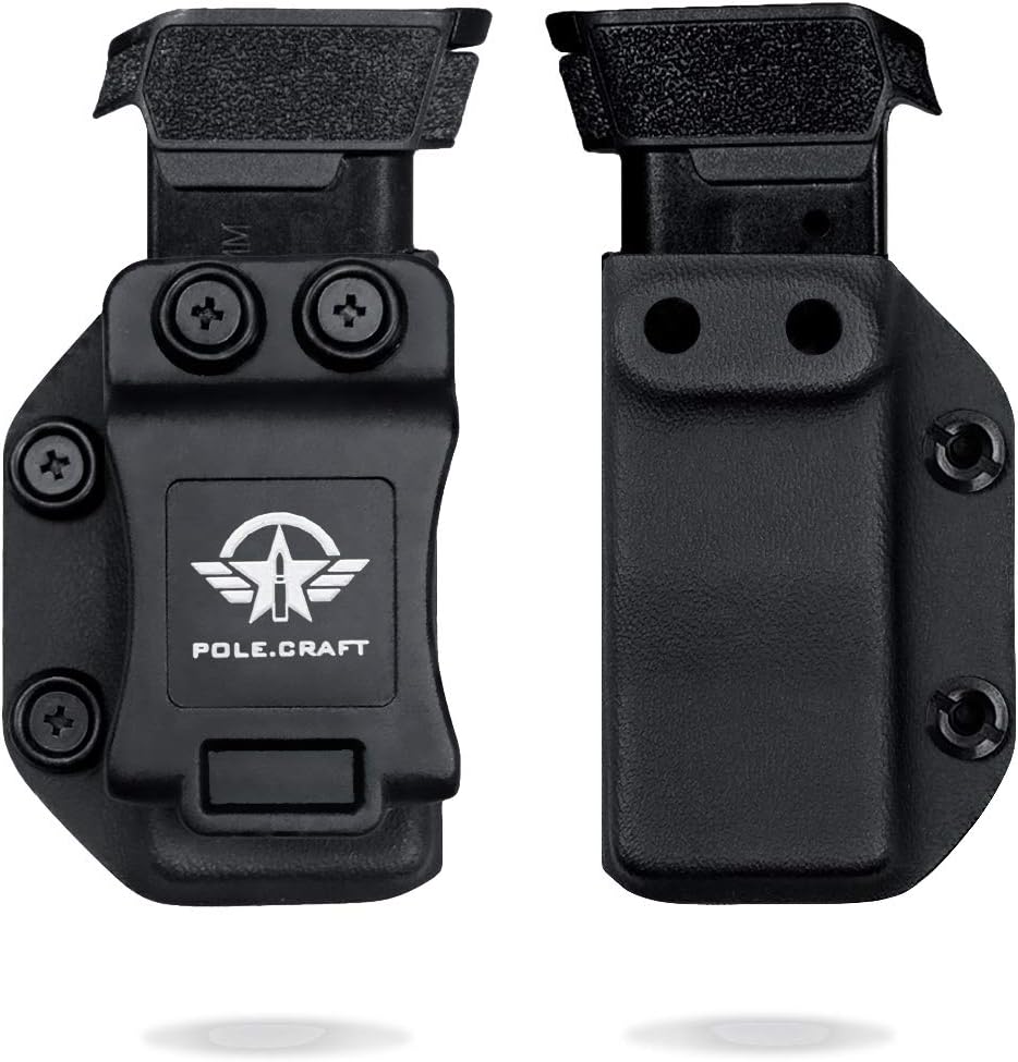 POLE.CRAFT IWB/OWB Magazine Holster Kydex - Mag Carrier Fits: 9mm .40 Double Stack / 9mm .40 Single Stack - P365 1911 Glock 19 19X 17 26 27 28 43 22