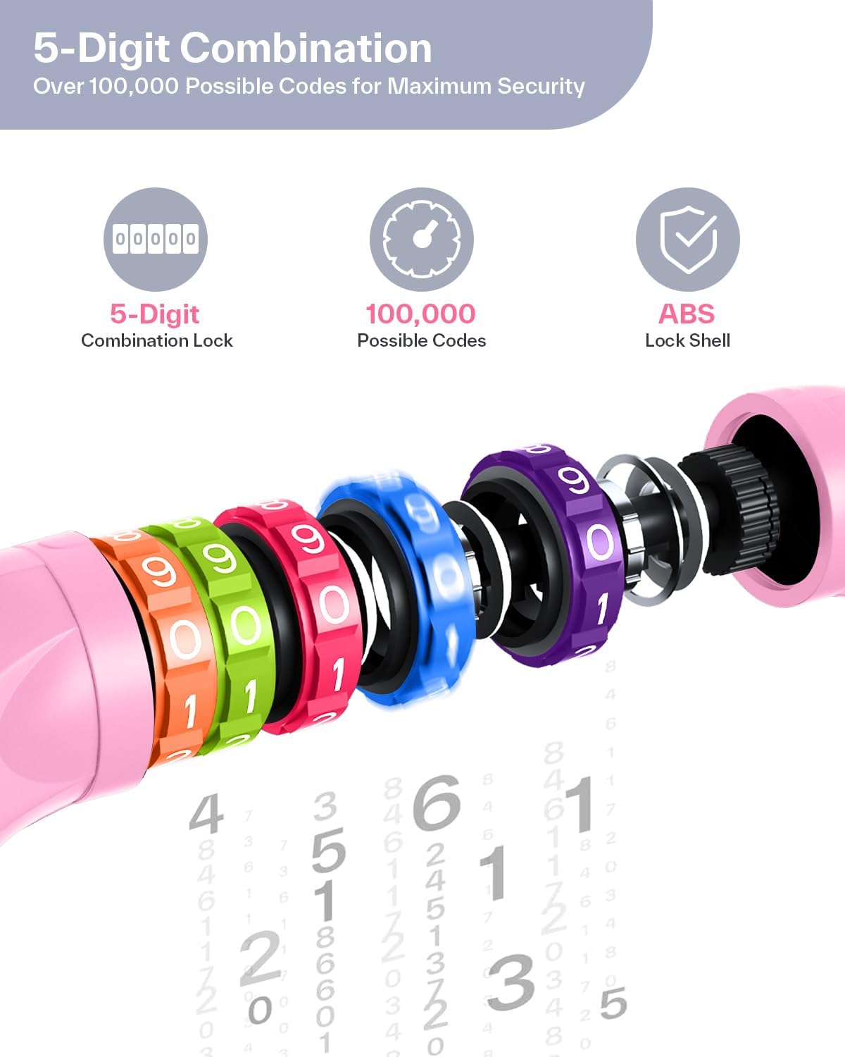 Sportneer Bike Lock: 5 Digit Combination High Security Anti Theft Bike Chain Lock - 3.2/3.6/4ft Heavy Duty Keyless Bicycle Lock for Bike, Motorcycle, Scooter, Door & Gate - 4/6mm Thick, Easy to Use