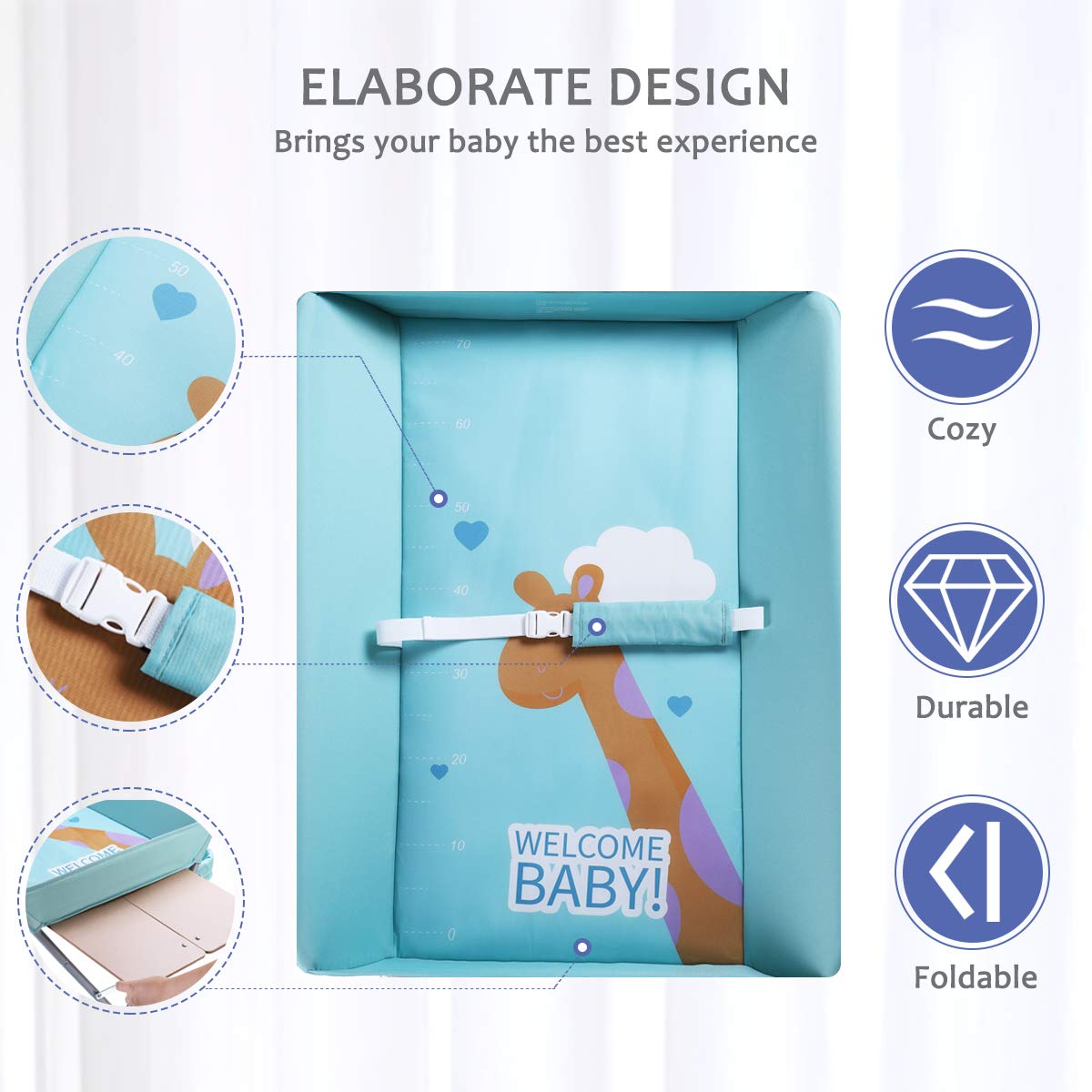 Baby Changing Table Portable Folding Diaper Changing Station with Wheels