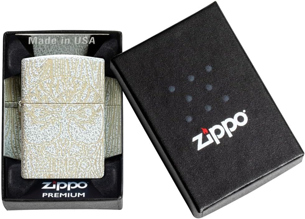 Zippo Tree of Life Pocket Lighter - Refillable Flip-Top Windproof Lighters - Spiritual and Symbolic Design Pocket Lighters - Luxury Metal Lighter Made in USA