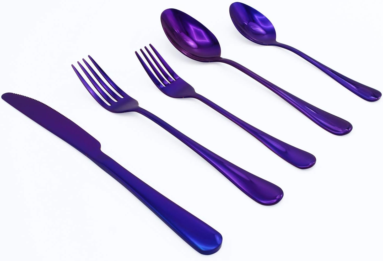 Elyon 20-Piece Reflective Holographic Purple Flatware Set, Reflective Mirror Finish Cutlery Set, Silverware Set, Stainless Steel, Service For 4
