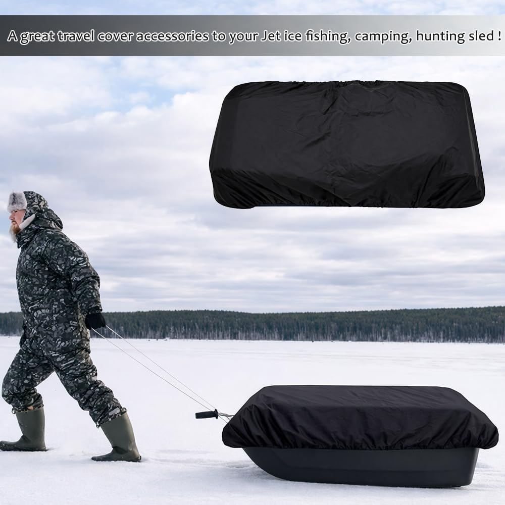 Ice Fishing Sled Shelters Cover Fit for Camping & Hunting Travel Gear - 600D Winter Protective Accessories for Snow Rain Dust Mud Proof