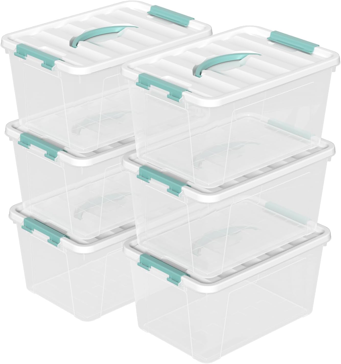 17.5 L Clear Plastic Storage Box, 4-Pack Latch Storage Bin