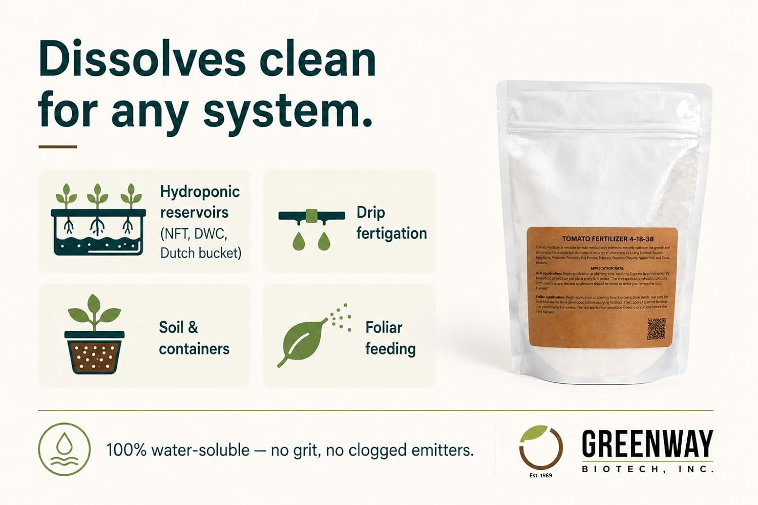 Greenway Biotech, Inc. Tomato Fertilizer 4-18-38 Powder - Water Soluble with Chelated Micronutrients for Tomatoes Peppers Eggplant - Bigger Fruit Better Flavor - Hydroponics or Soil - 5 LB