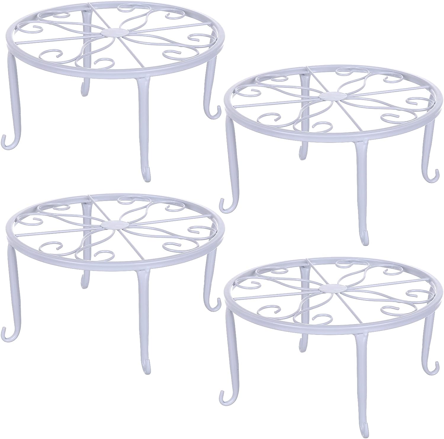 Tosnail 4 Pack Metal Plant Stand, Planter Support Rack, Plant Pot Stands, Planter Holder Heavy Duty, Rust Proof Iron Potted Plant Flower Pot Stand for Indoor Outdoor Garden Patio, Black, 9 Inch