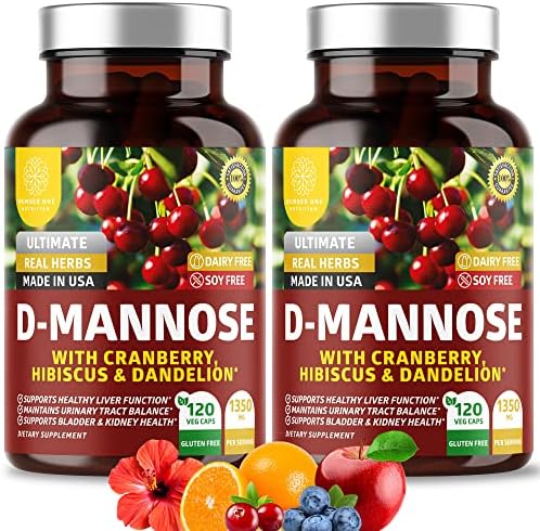 Premium D Mannose Supplement for Women and Men [Max Strength, 1350MG] Natural D-Mannose with Cranberry