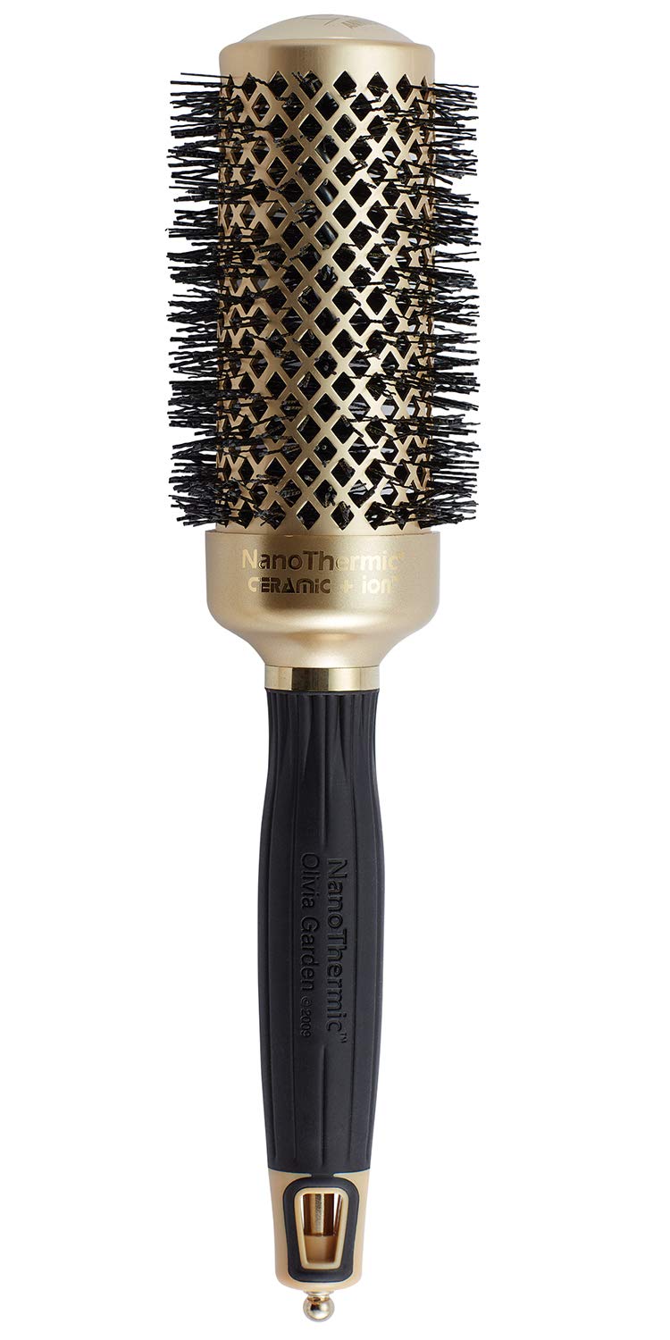 Olivia Garden NanoThermic Ceramic + Ion Round Thermal Hair Brush - Not Electrical - Professional Blowout Brush for Normal to Thick Hair