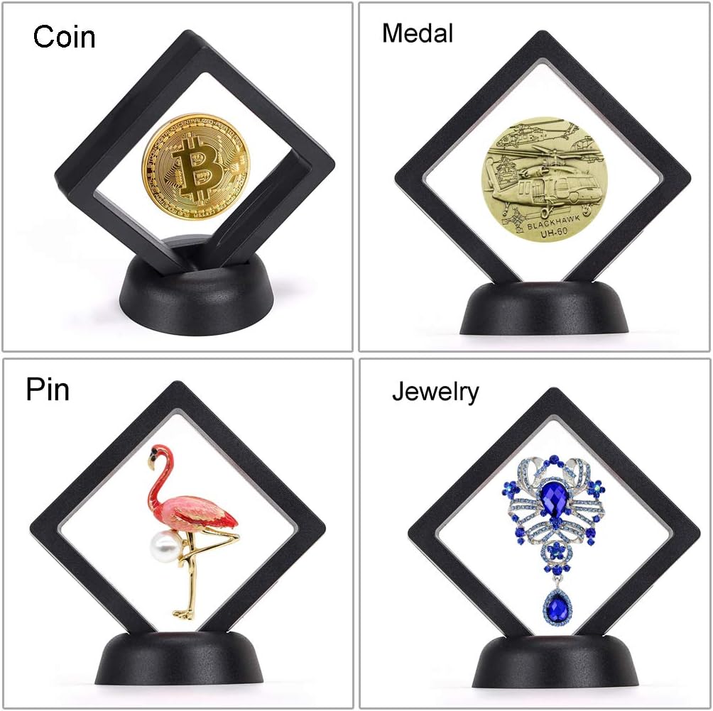 Skelang 3D Floating Display Case Display Stand Holder Suspension Frame for AA Medallion, Antique，Challenge Coin, Chip, Jewelry
