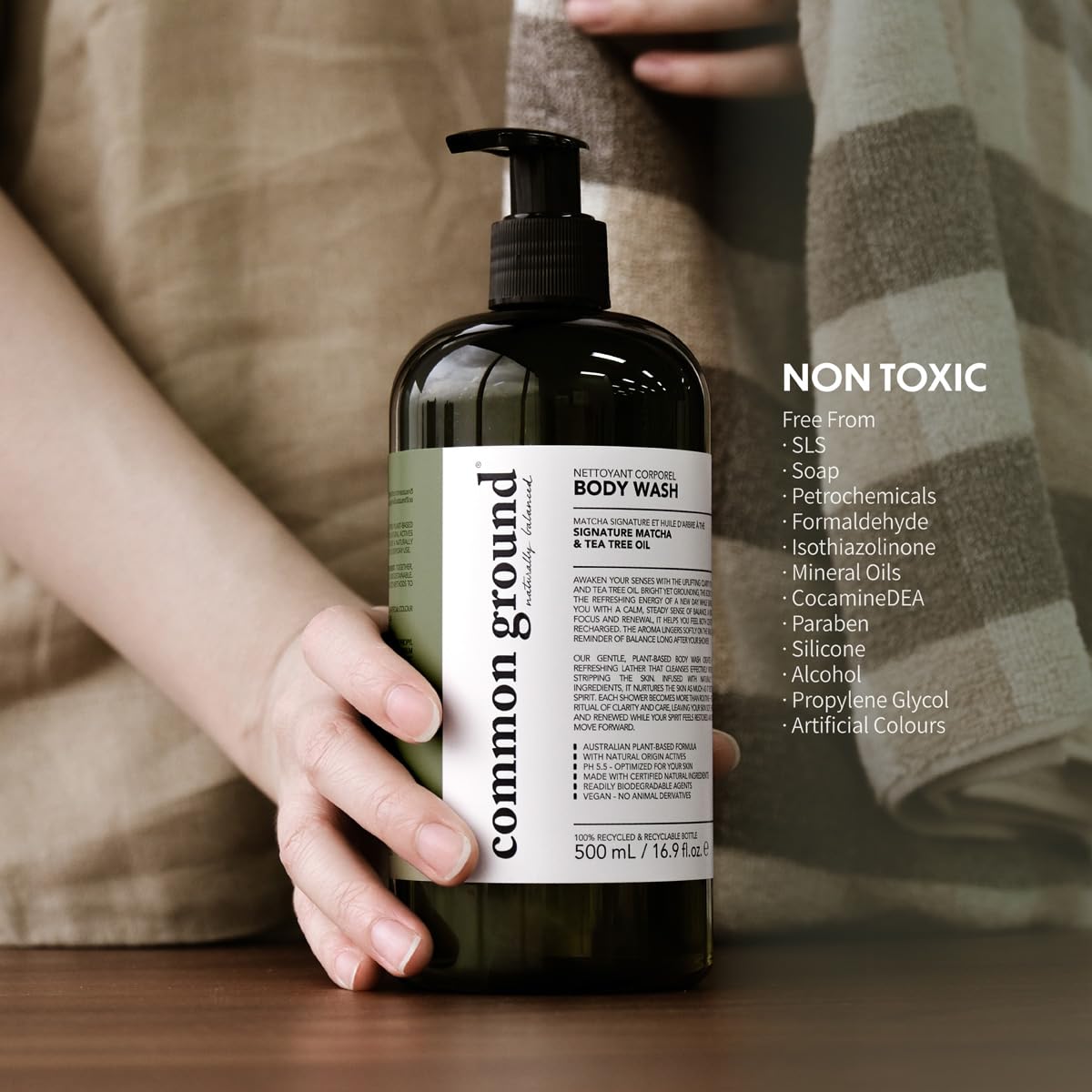 COMMON GROUND Natural Body Wash - Paraben & Cruelty Free, Vegan, Plant-Based, Botanical Freesia Scent & Avocado Oil Extracts - All Skin Types